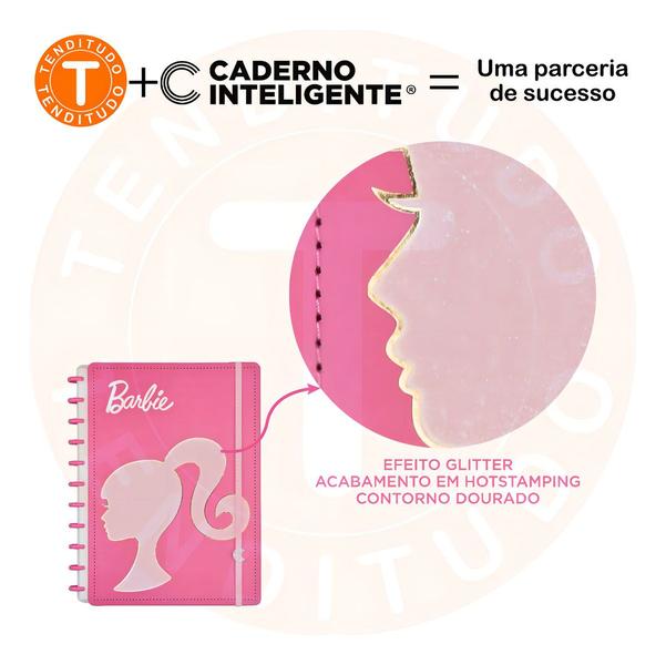 Imagem de Caderno Inteligente Universitário Barbie Com Brilho Rosa