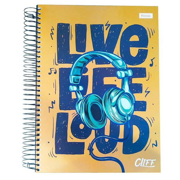 Imagem de Caderno Live Life Loud Bege 15 Matérias 240 Folhas - Foroni