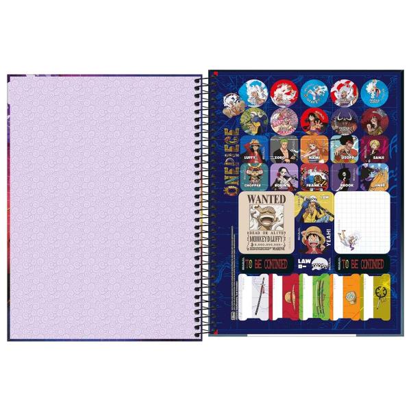 Imagem de Caderno One Piece Capa Dura Espiral 80F 1 Matéria Escolar