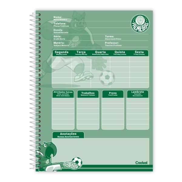 Imagem de Caderno Palmeiras Espiral Capa Dura 10 Matérias 160F Escolar