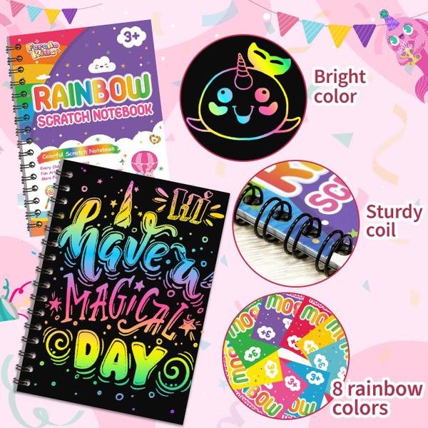 Imagem de Caderno Party Favors FEREDO KIDS Rainbow Scratch, pacote com 36