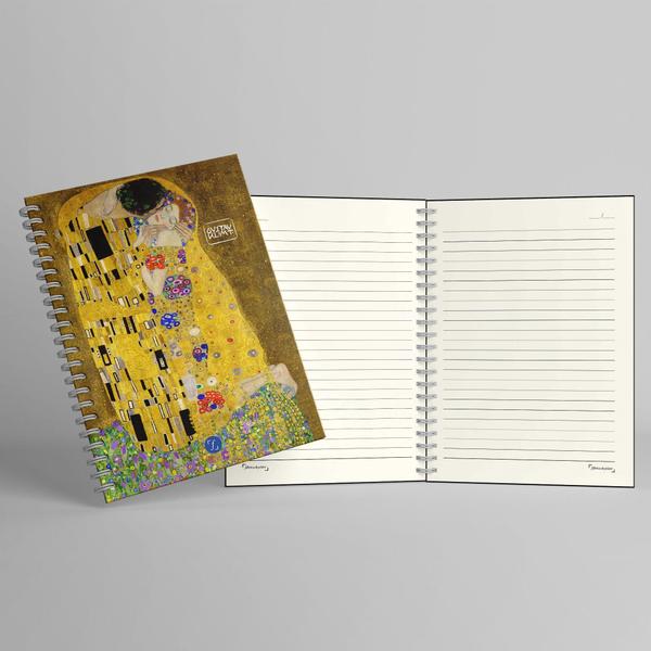 Imagem de Caderno Pautado A5 - Fábrica de Pôster - Capa Dura 160 Páginas 20x14cm - Wire-o - O Beijo de Gustav Klimt