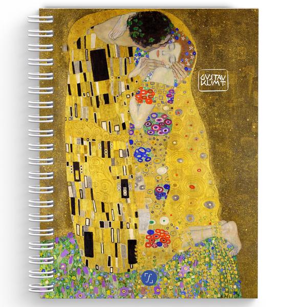 Imagem de Caderno Pautado A5 - Fábrica de Pôster - Capa Dura 160 Páginas 20x14cm - Wire-o - O Beijo de Gustav Klimt