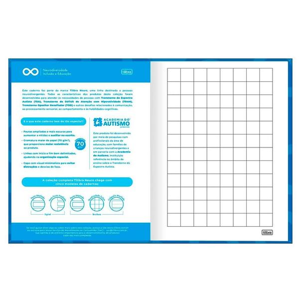 Imagem de Caderno Pedagógico C.D. Brochura Quadriculado 2x2cm Tilibra - Neuro 3