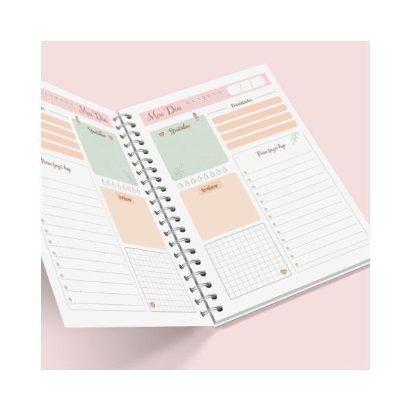 Imagem de Caderno Planner Diario A5 Sonhos e Fé Candy Permanente Personalizado Wire-o Papelaria Fofa Planejamento Anotações