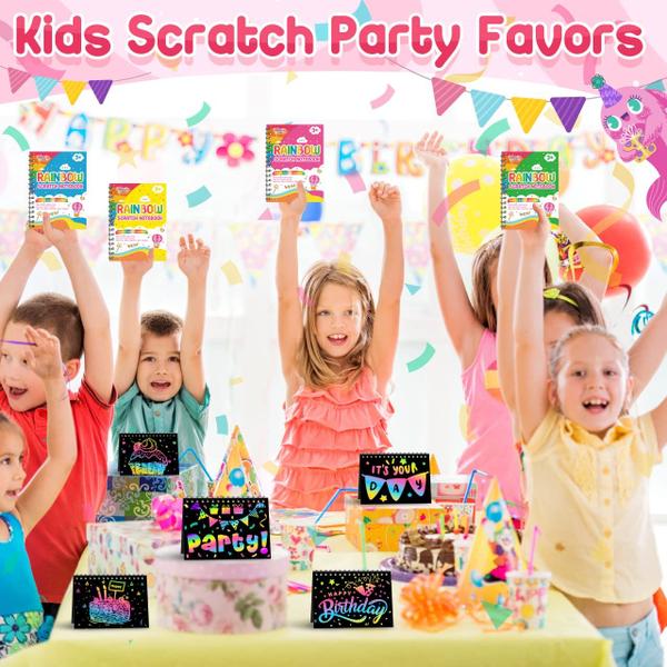 Imagem de Caderno Scratch Art Party Favors FEREDO KIDS Rainbow, pacote com 24