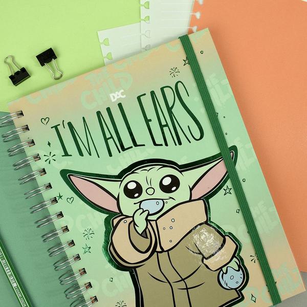 Imagem de Caderno Smart Colegial com 80 Folhas Reposicionáveis e 10 Divisórias - Baby Yoda - DAC