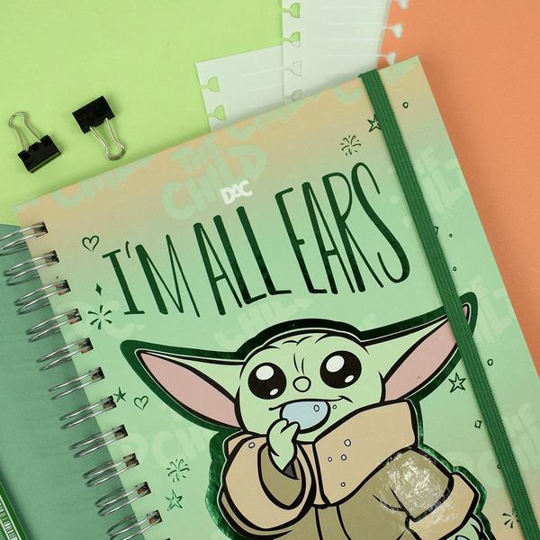 Imagem de Caderno Smart Colegial com 80 Folhas Reposicionáveis e 10 Divisórias - Baby Yoda - DAC