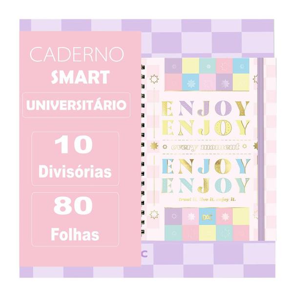 Imagem de Caderno Smart Universitário Espiral Dupla Capa Dura Enjoy 80 folhas Tira e Põe DAC