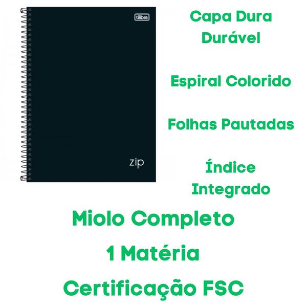 Imagem de Caderno Tilibra Espiral Preto Escolares Universitários 1 Materia