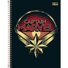 Imagem de Caderno Tilibra universitário Captain Marvel brasão 80fls