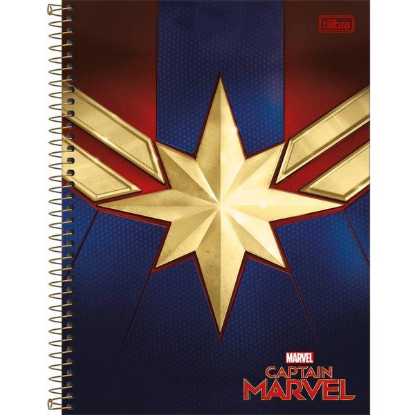 Imagem de Caderno Tilibra universitário Captain Marvel estrela 160 folhas