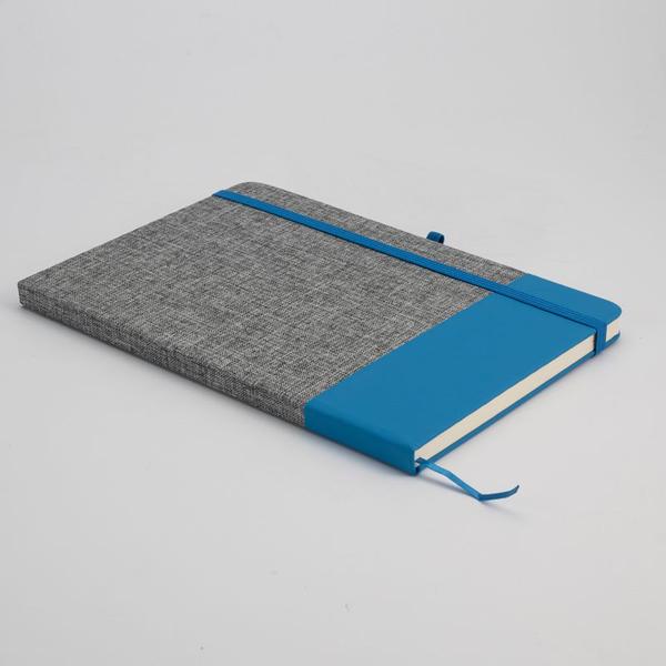 Imagem de Caderno tipo Moleskine 14x21 Cm Capa Duro Linho Cinza PU Azul VIKTWA