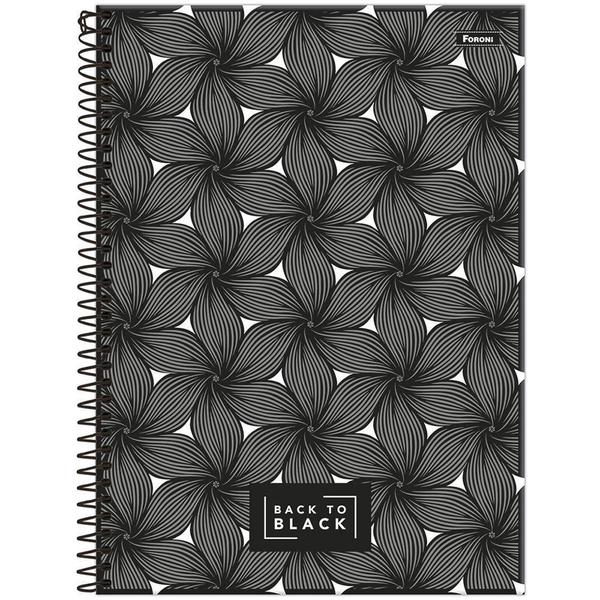 Imagem de Caderno Univ 10 Matérias 160Fls Back To Black Floral Foroni