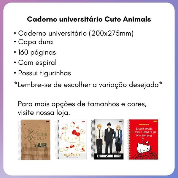 Imagem de Caderno Univ 10x1 160 Fls Cute Animals Capa Dura