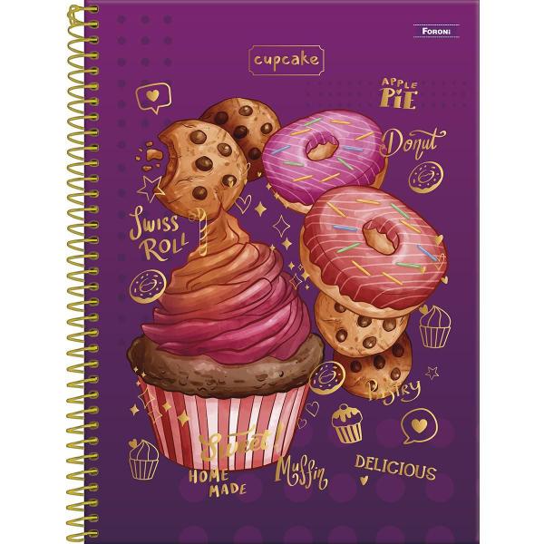 Imagem de Caderno Universitario 10 Materias Cupcake Escolar Capa Dura