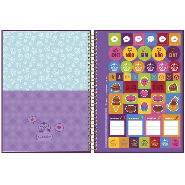 Imagem de Caderno Universitario 10 Materias Cupcake Escolar Capa Dura