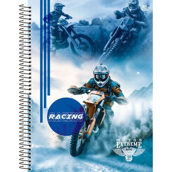 Imagem de Caderno Universitário 10X1 Capa Dura Motos EXTREME 160 Folhas - Pacote com 4