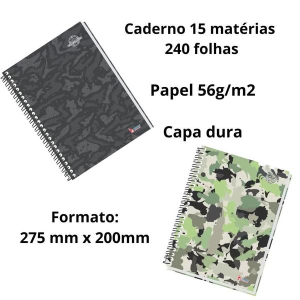 Imagem de  Caderno Universitário Camuflagem 15M 240F capa dura -Tamoio