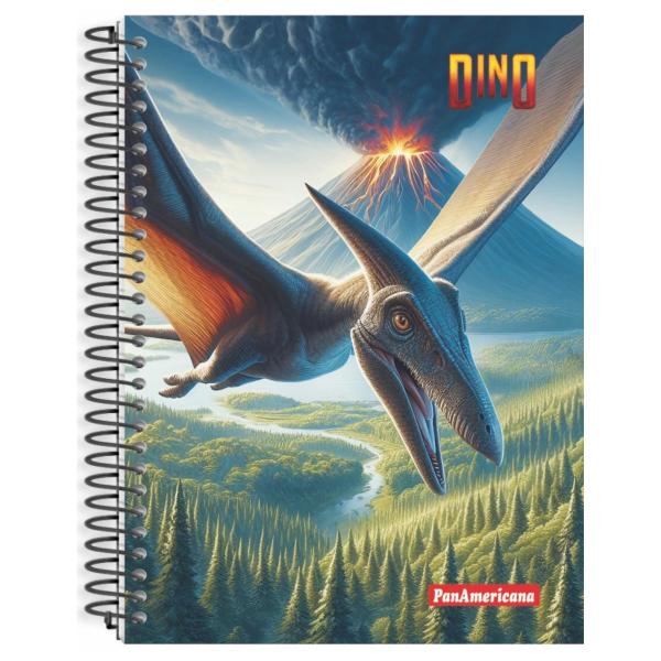 Imagem de Caderno universitario capa dura dino 10 materias 160 folhas