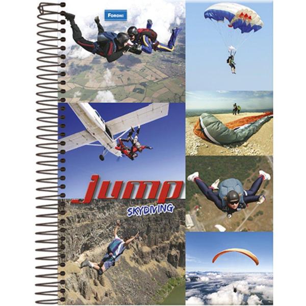 Imagem de Caderno Universitário Espiral 1X1 96 Folhas Capa Dura Jump Foroni - Skydiving