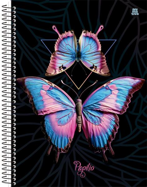 Imagem de Caderno Universitário Espiral Papilio Borboletas 10 Matérias 160 Folhas Capa Dura Animativa