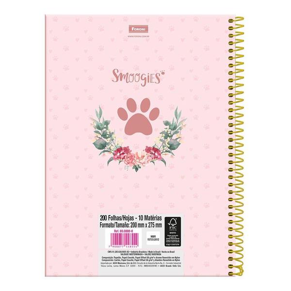 Imagem de Caderno Universitário Foroni Smoogies Pets 10 Matérias 160 Folhas Capas Diversas - Item Sortido