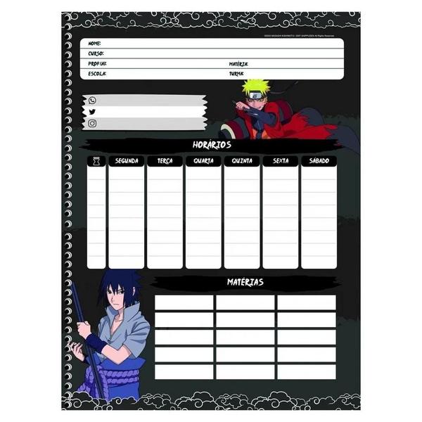 Imagem de Caderno Universitario Naruto Sasuke 1 Materia 80 Folhas SD