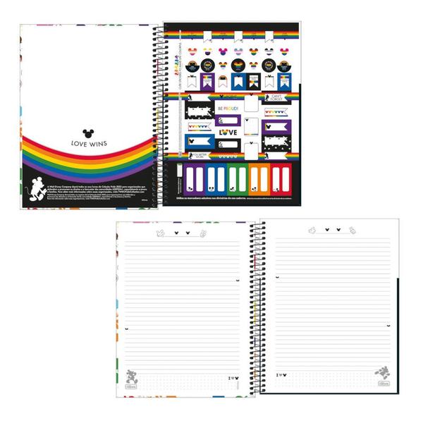 Imagem de Caderno Universitário Tilibra Espiral 80Fls Mickey Rainbow