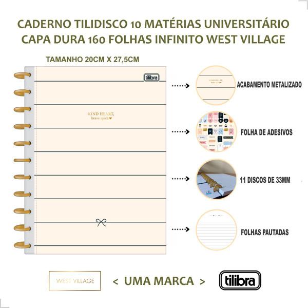 Imagem de Caderno Universitário Tilidisco West Village 160 Fls. Capa Dura Completo para Anotações ou Colegial