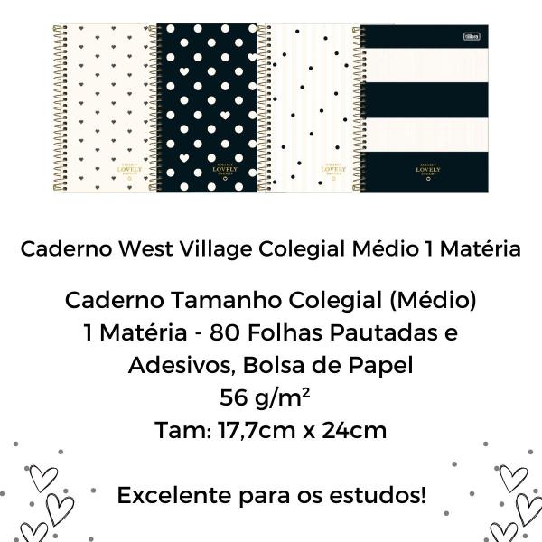 Imagem de Caderno West Village Colegial Médio 1 Matéria 80 Folhas Tilibra