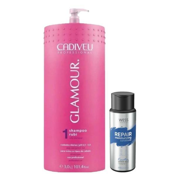 Imagem de Cadiveu Shampoo Rubi Glamour 3L + Wess Repair Cond. 250ml