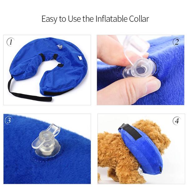 Imagem de Cães Coleira Protetor inflável Filhote anti bite colar gatos de recuperação pescoço de estimação soft blowing anel de estimação produtos de estimação Colares