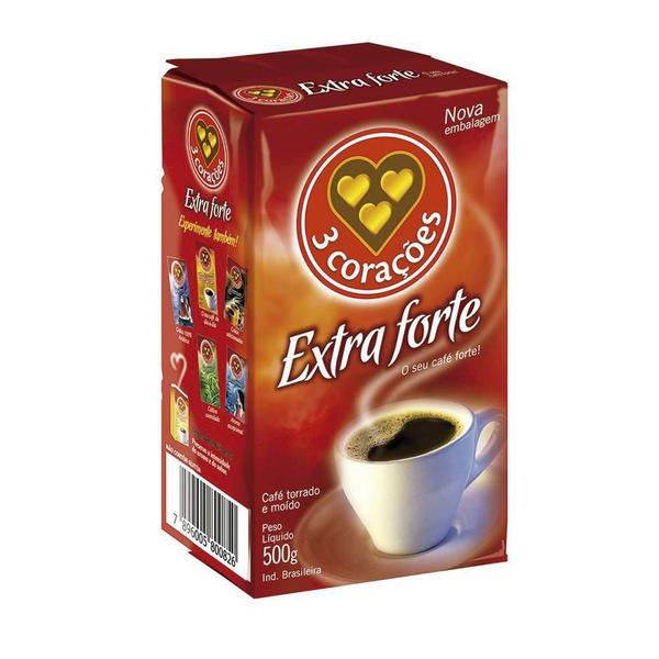 Imagem de Café 3 Corações Extra Forte Vácuo 500G Kit 5