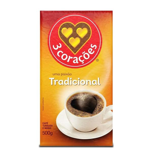 Imagem de Café 3 Corações Tradicional a Vácuo Kit 10 Pacotes de 500g