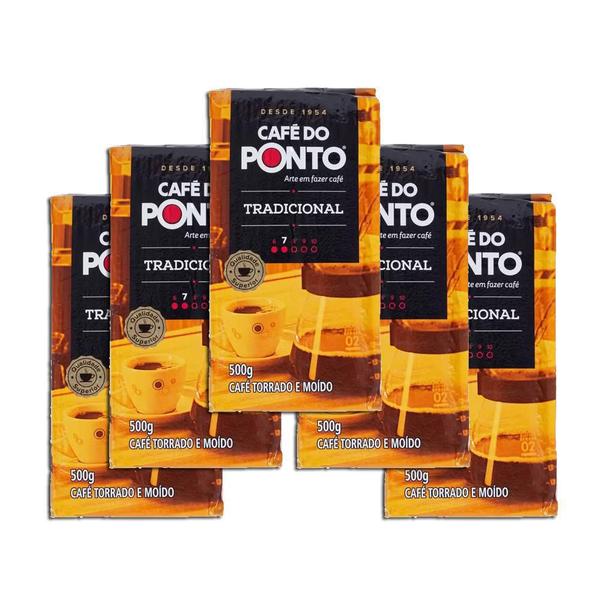 Café À Vácuo Torrado E Moído Tradicional Do Ponto 500G Kit 5 Imagem de Café À Vácuo Torrado E Moído Tradicional Do Ponto 500G Kit 5