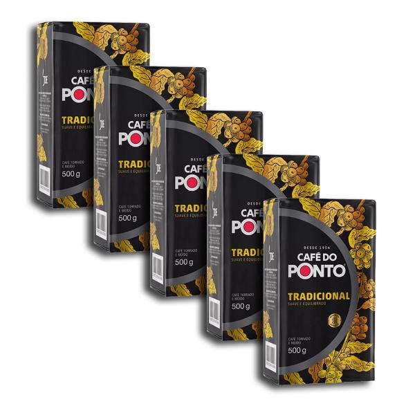 Café À Vácuo Torrado E Moído Tradicional Do Ponto 500g Kit 5 Imagem de Café À Vácuo Torrado E Moído Tradicional Do Ponto 500g Kit 5