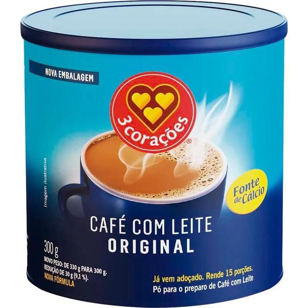 Imagem de Café com Leite 3 Corações Lata com 300g