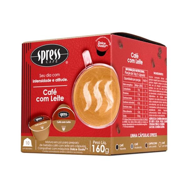 Imagem de Café com Leite Spress Cápsulas Compatível Dolce Gusto 10 Unidades