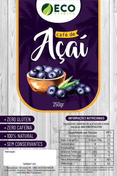 Café de Açaí 5 pacotes de 250gr Original Eco Viveiro Imagem de Café de Açaí 5 pacotes de 250gr Original Eco Viveiro