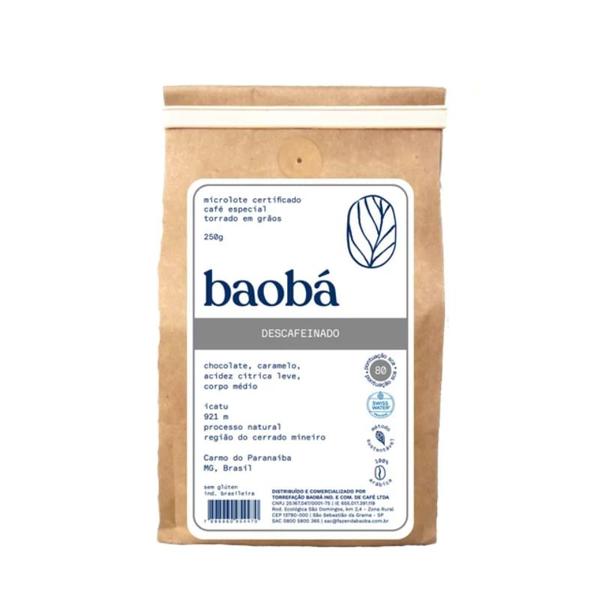 Café Descafeinado Torrado em Grãos Baobá 250g Imagem de Café Descafeinado Torrado em Grãos Baobá 250g