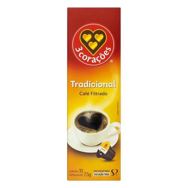 Café em Cápsulas Filtrado Clássico 3Corações 10un. Imagem de Café em Cápsulas Filtrado Clássico 3Corações 10un.
