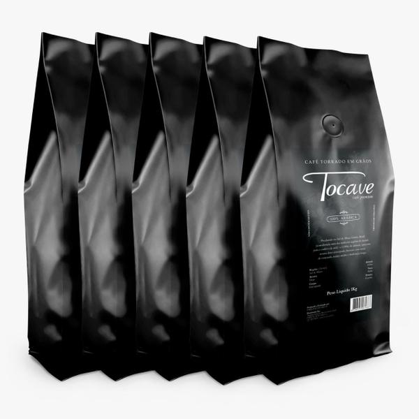 Imagem de Café em Grãos Tocave Premium 5 kg Arábica com Torra Média (Caixa com 5 pacotes de 1 Kg)