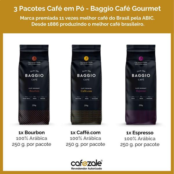Imagem de Café Em Pó Baggio - 3 Pacotes - 750g - Café Gourmet Arábica Moído
