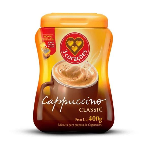 Café em Pó Cappuccino Classic 400g 3 Corações 20 Porções Imagem de Café em Pó Cappuccino Classic 400g 3 Corações 20 Porções
