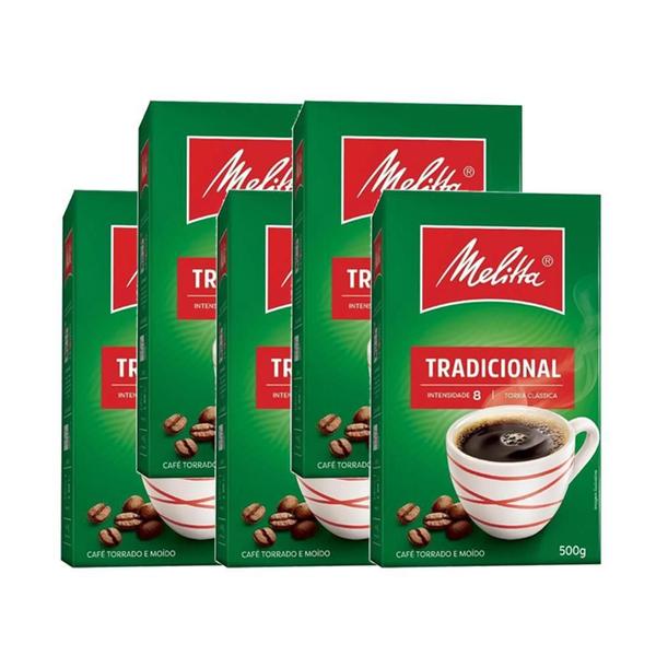 Imagem de Café Em Pó Tradicional Melitta 500G Kit 5