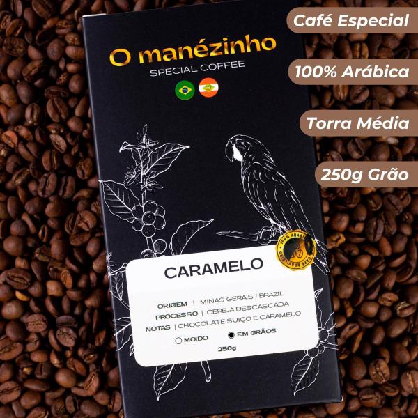 Imagem de Café Especial 100% Arábica O Manézinho Caramelo 250g em Grãos