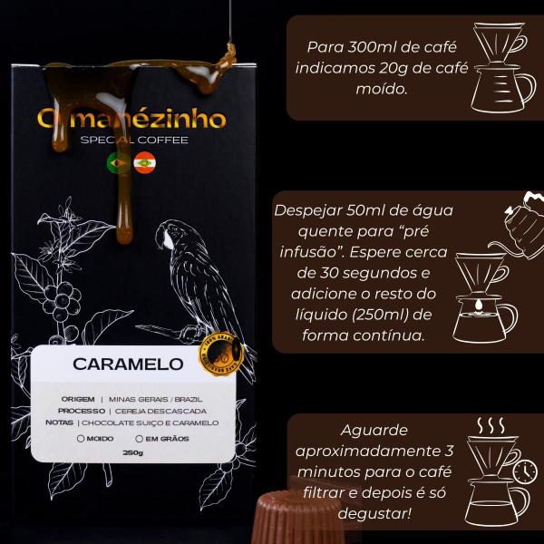 Imagem de Café Especial 100% Arábica O Manézinho Caramelo 250g em Grãos