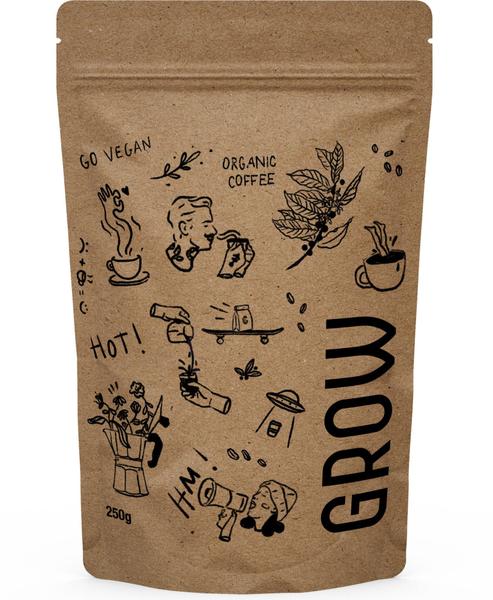 Café Especial Orgânico Torrado Em Grãos GROW Frutado 250g Imagem de Café Especial Orgânico Torrado Em Grãos GROW Frutado 250g