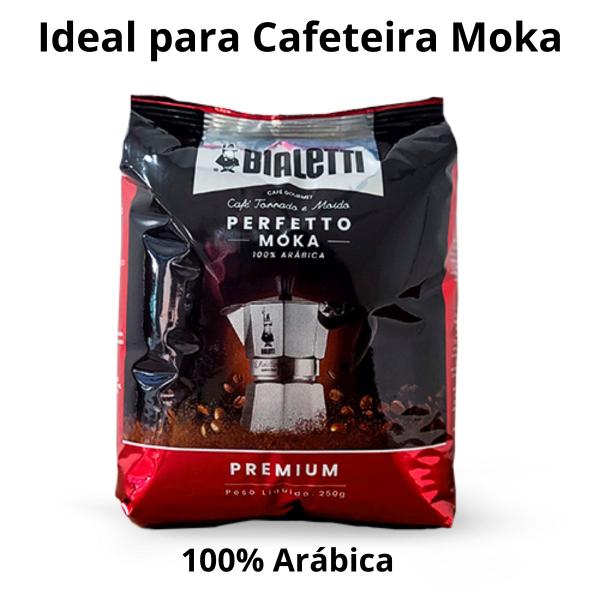 Café Gourmet Bialetti 100% Arábica Torrado Moído Perfetto Moka Premium Torra Média para Cafeteira Italiana 250g Imagem de Café Gourmet Bialetti 100% Arábica Torrado Moído Perfetto Moka Premium Torra Média para Cafeteira Italiana 250g